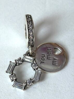 Retired Pandora Charm Ice Carving Dangle Charm "You Melt My Heart" Charm